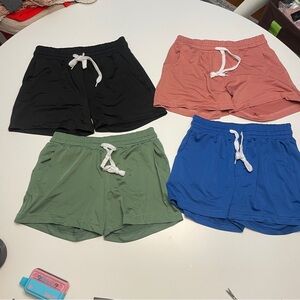 NWT Set of 4 Real Essentials Casual Shorts in Black, Pink, Green, and Blue S